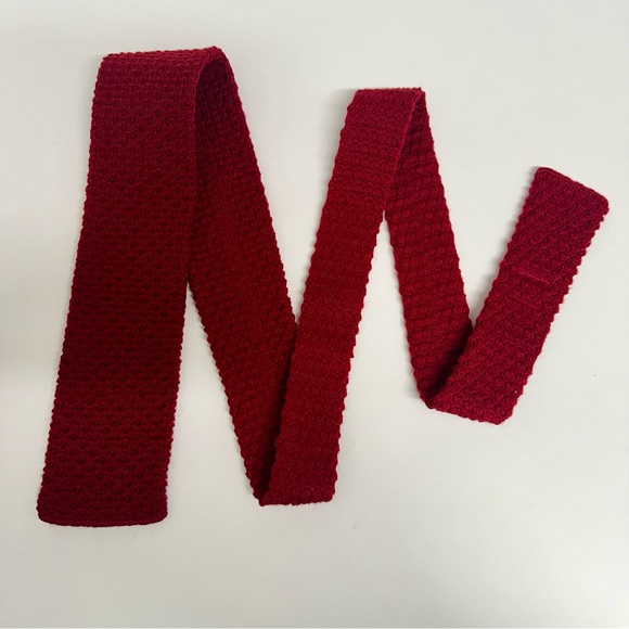Vintage Wool CABLE CAR CLOTHIER San Francisco Red Knit Classic Blunt-End Tie, 3” - Picture 2 of 6